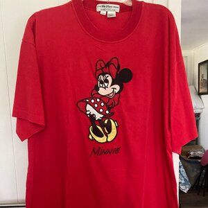 Vintage 90s Minnie Mouse Red Short Sleeve S/M Tshirt Walt Disney Company Heller